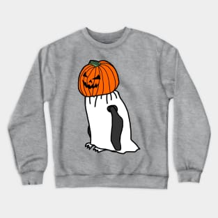 Penguin Wearing Halloween Horror Pumpkin Ghost Costume Crewneck Sweatshirt